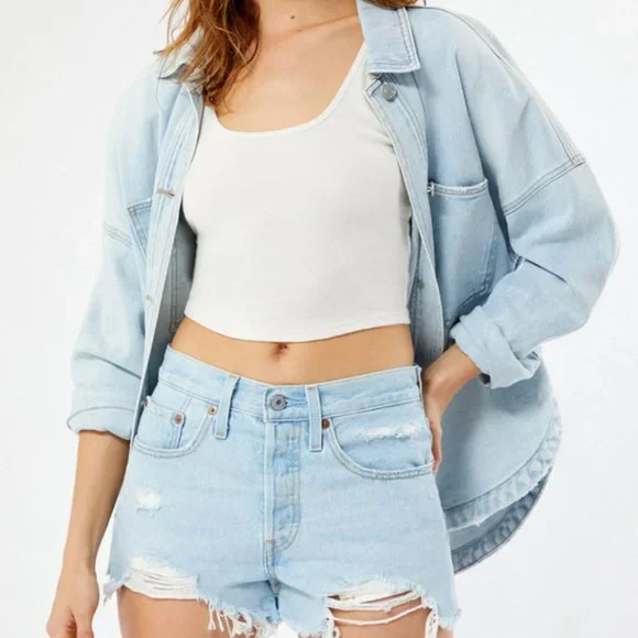 Levi’s 501 Light blue cutoff frayed denim shorts - Picture 2 of 4